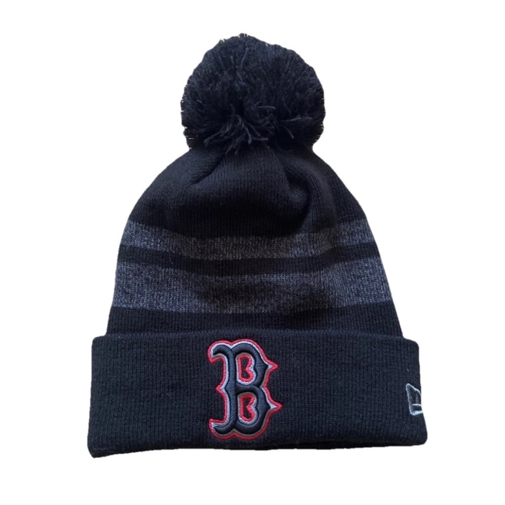 Boston Red Sox Beanie Hat OSFM Black With A Pom Pom